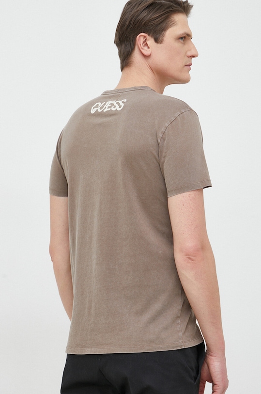 Odzież Guess t-shirt bawełniany x Banksy M3RI1U.KBDL0 brązowy