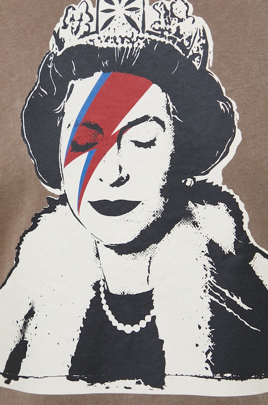 Guess t-shirt bawełniany x Banksy M3RI1U.KBDL0 brązowy