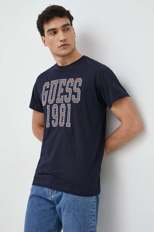 Guess t-shirt bawełniany regular granatowy M3RI14.K8FQ4