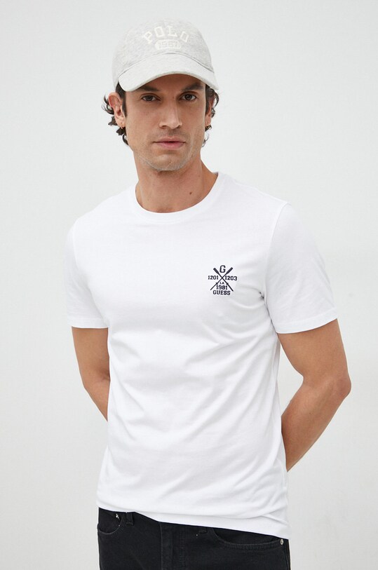 Guess t-shirt bawełniany aplikacja biały M3RI18.I3Z14