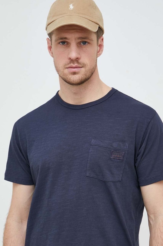 Guess t-shirt bawełniany bawełna granatowy M3RI30.KBL31