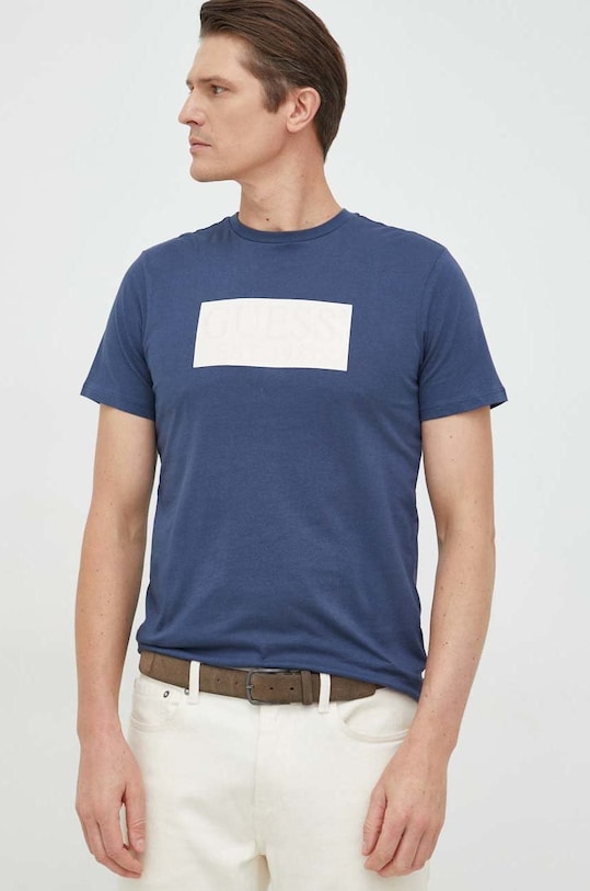 Guess t-shirt bawełniany granatowy M3RI46.K9RM3