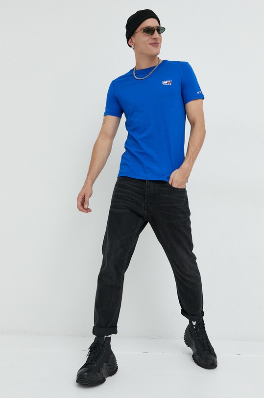 Памучна тениска Tommy Jeans DM0DM10099.PPYX син SS23