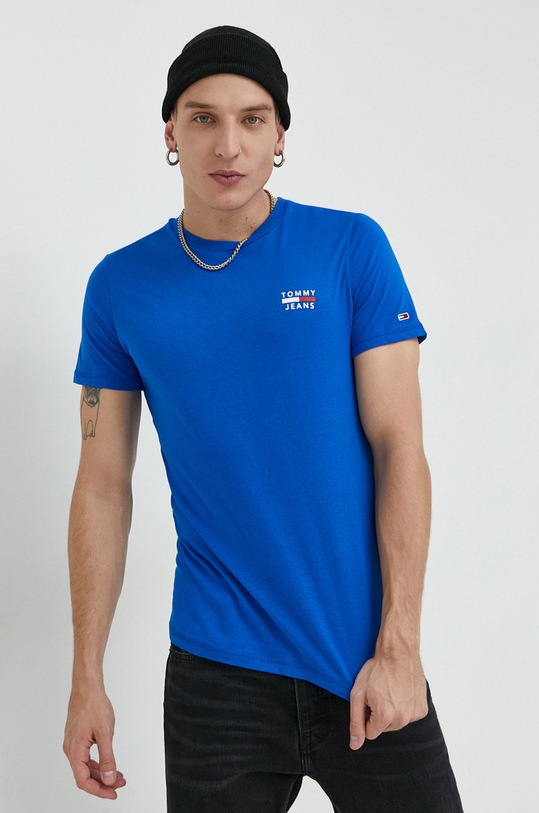Памучна тениска Tommy Jeans син DM0DM10099.PPYX