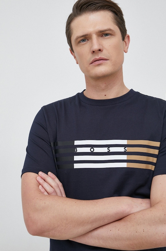 BOSS t-shirt nadruk granatowy 50485669