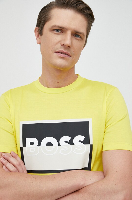 Bombažna kratka majica BOSS rumena 50481602