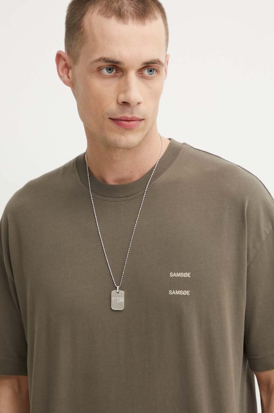 Samsoe Samsoe t-shirt bawełniany JOEL zielony M22300126