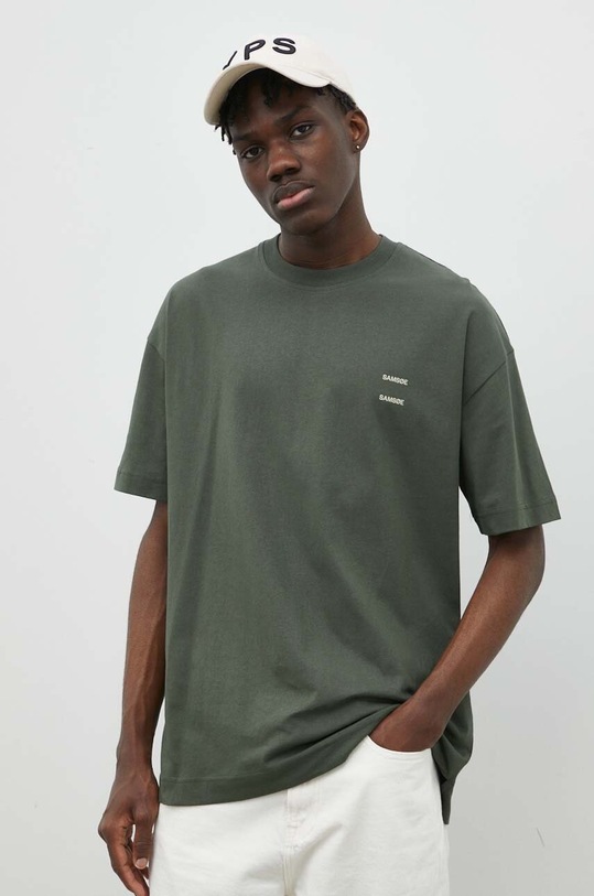 Samsoe Samsoe t-shirt bawełniany JOEL zielony M22300126