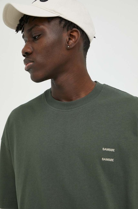 Samsoe Samsoe t-shirt bawełniany JOEL zielony M22300126