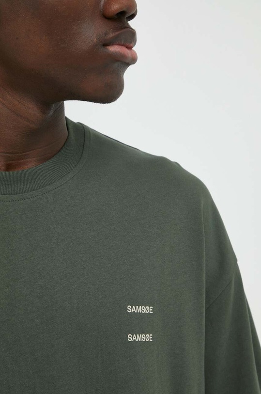 Samsoe Samsoe t-shirt bawełniany JOEL M22300126 zielony
