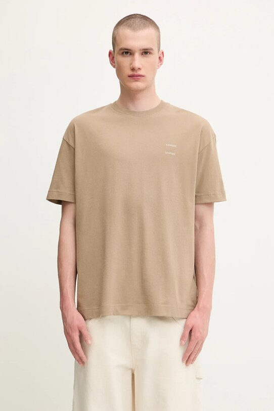 Samsoe Samsoe t-shirt bawełniany JOEL beżowy M22300126