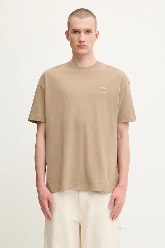 Хлопковая футболка Samsoe Samsoe JOEL бежевый M22300126