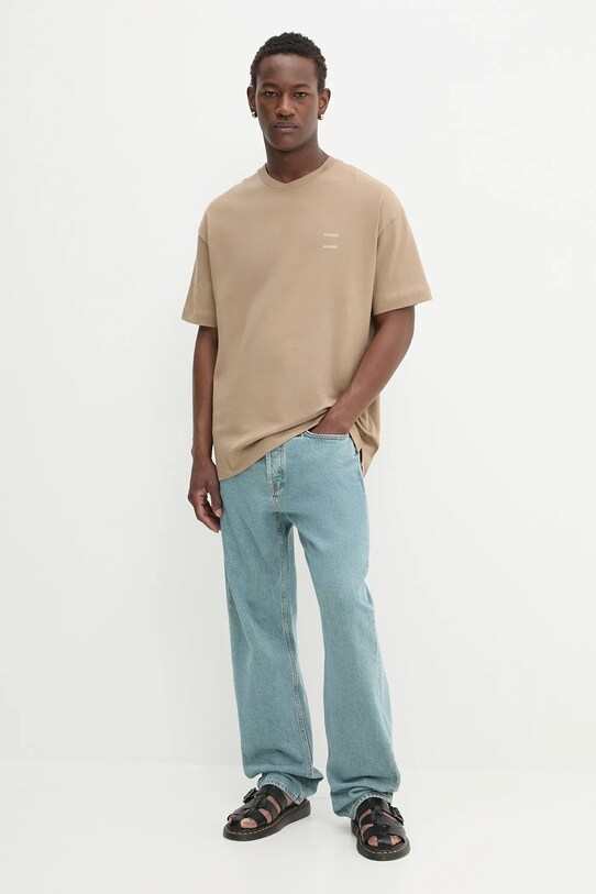 Samsoe Samsoe t-shirt bawełniany JOEL M22300126 beżowy SS25