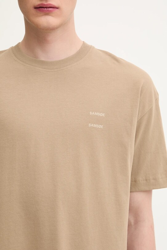 Samsoe Samsoe t-shirt bawełniany JOEL beżowy M22300126