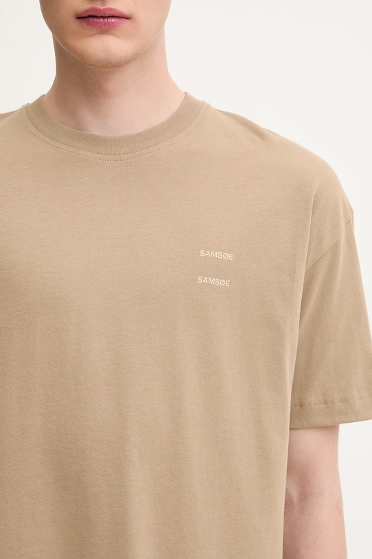 Хлопковая футболка Samsoe Samsoe JOEL бежевый M22300126