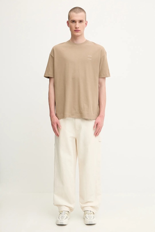 Хлопковая футболка Samsoe Samsoe JOEL M22300126 бежевый
