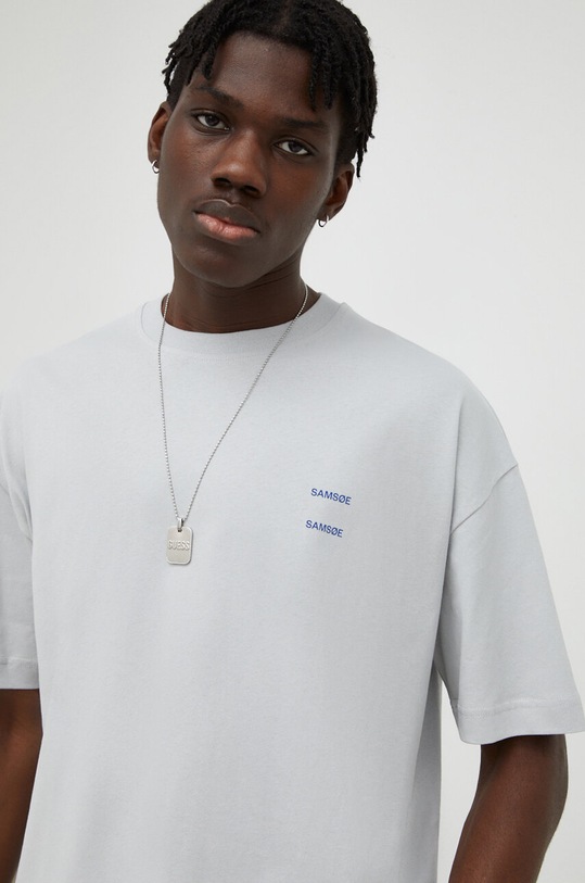 Samsoe Samsoe t-shirt bawełniany JOEL bawełna szary M22300126