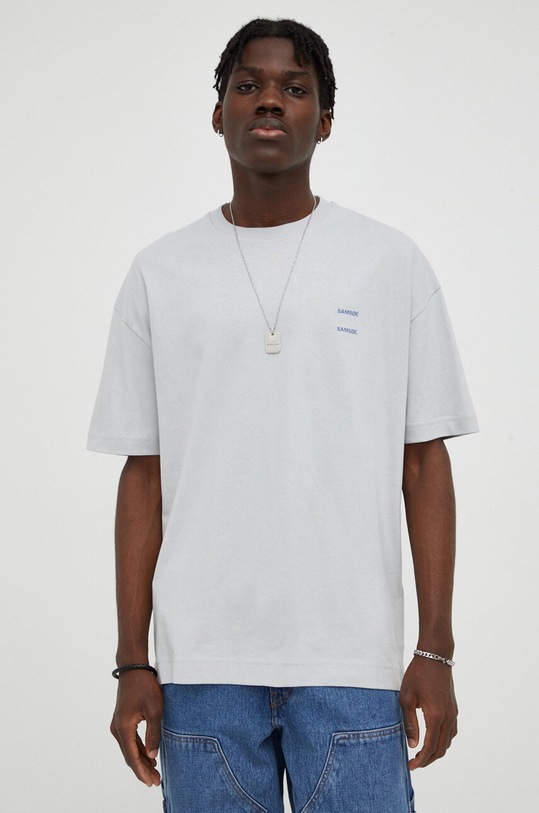 Samsoe Samsoe t-shirt bawełniany JOEL szary M22300126