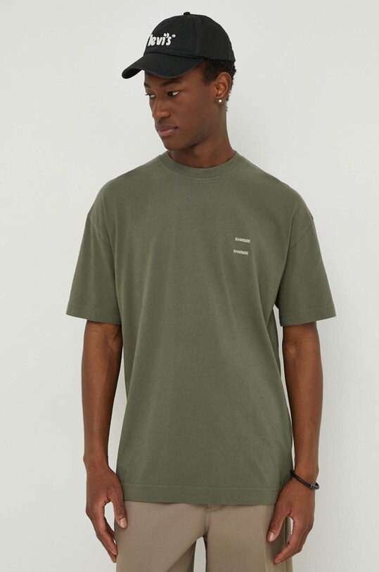 Samsoe Samsoe tricou din bumbac uni verde M22300126