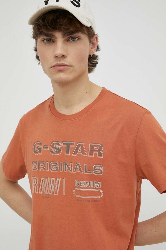 Bavlněné tričko G-Star oranžová D22378.336