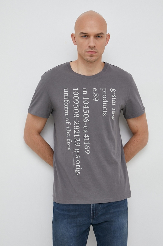 G-Star t-shirt bawełniany nadruk szary D22381.C506