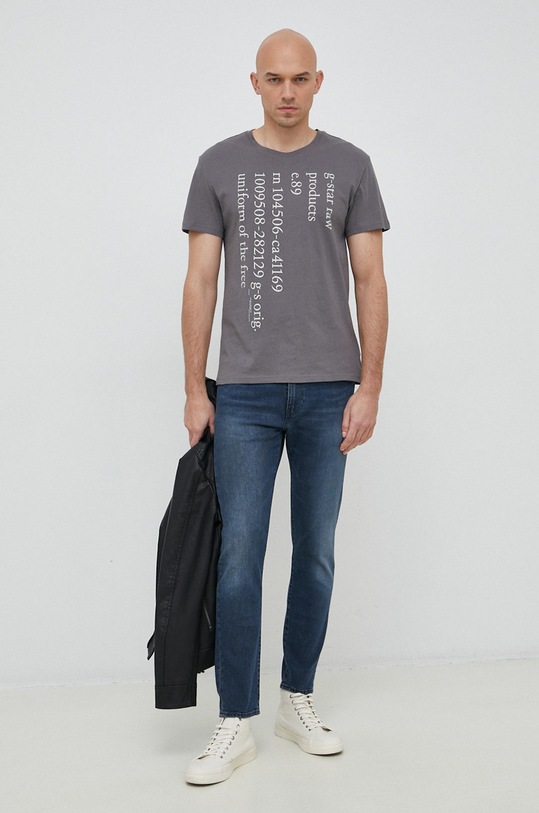 G-Star t-shirt bawełniany D22381.C506 szary SS23