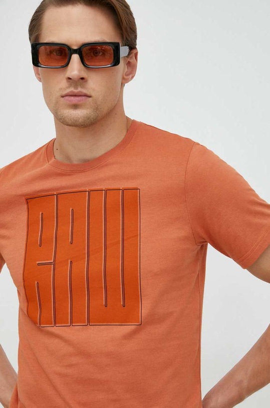 Βαμβακερό μπλουζάκι G-Star πορτοκαλί D22380.336