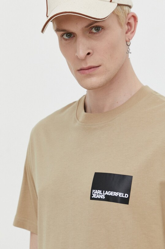 Odzież Karl Lagerfeld Jeans t-shirt bawełniany 231D1706 beżowy