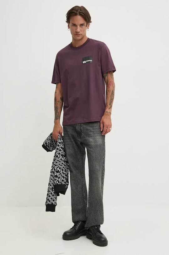 Бавовняна футболка Karl Lagerfeld Jeans 231D1706 бордо AA00