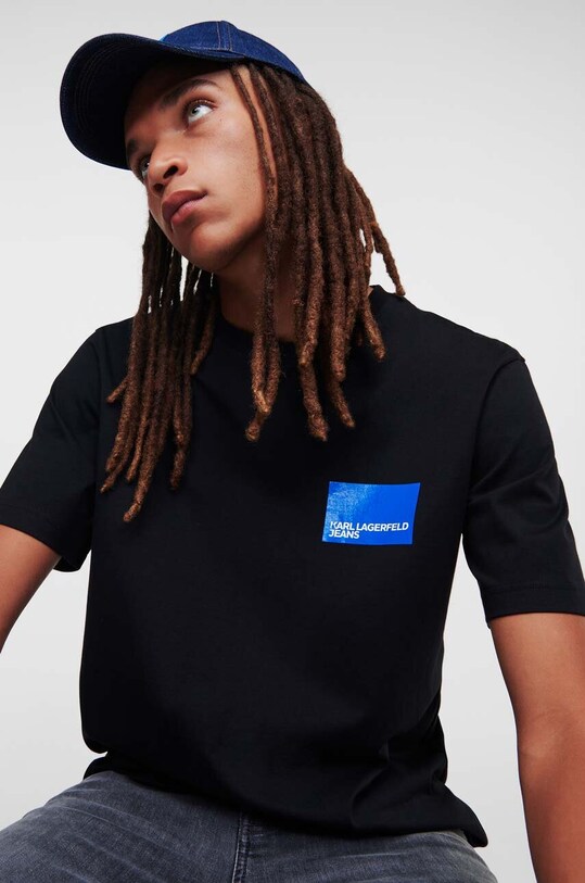 Хлопковая футболка Karl Lagerfeld Jeans 231D1706 чёрный