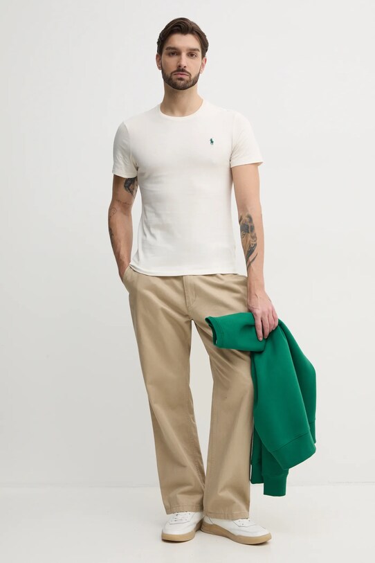 Хлопковая футболка Polo Ralph Lauren 710671438 бежевый SS25
