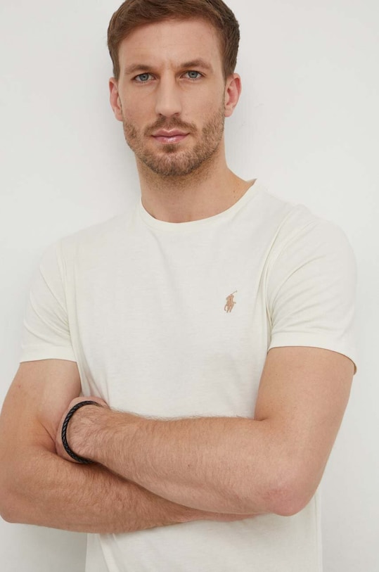 Bavlnené tričko Polo Ralph Lauren slim béžová 710671438