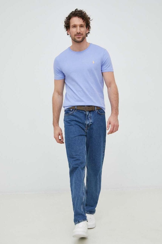 Βαμβακερό μπλουζάκι Polo Ralph Lauren 710671438 μωβ SS25
