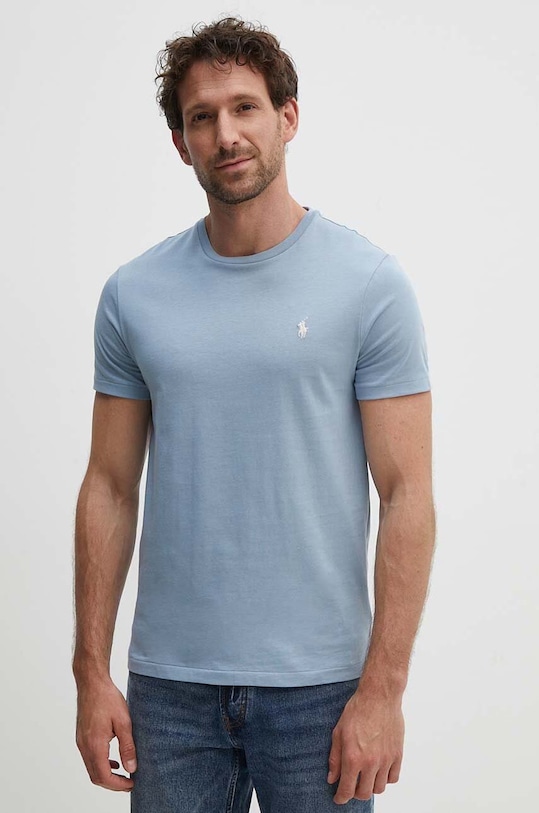 Βαμβακερό μπλουζάκι Polo Ralph Lauren slim μπλε 710671438