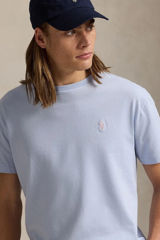 Бавовняна футболка Polo Ralph Lauren блакитний 710671438