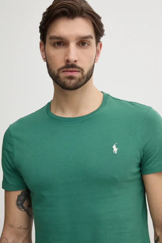 Βαμβακερό μπλουζάκι Polo Ralph Lauren slim πράσινο 710671438