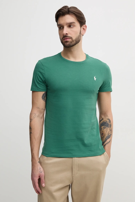 Βαμβακερό μπλουζάκι Polo Ralph Lauren πράσινο 710671438