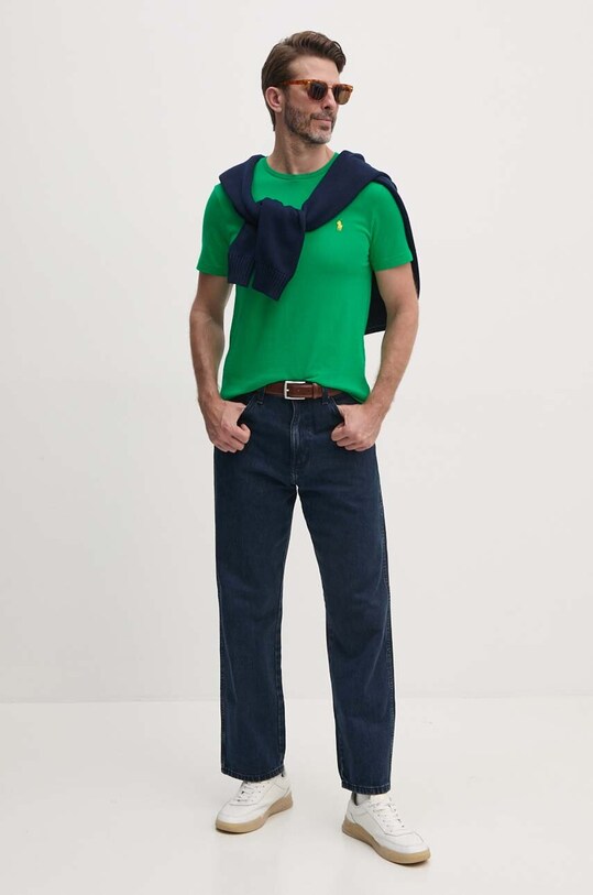 Бавовняна футболка Polo Ralph Lauren 710671438 зелений SS25