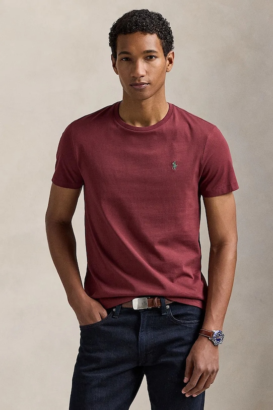 Polo Ralph Lauren t-shirt bawełniany bawełna bordowy 710671438