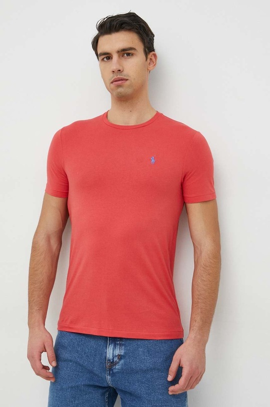 Bombažna kratka majica Polo Ralph Lauren rdeča 710671438