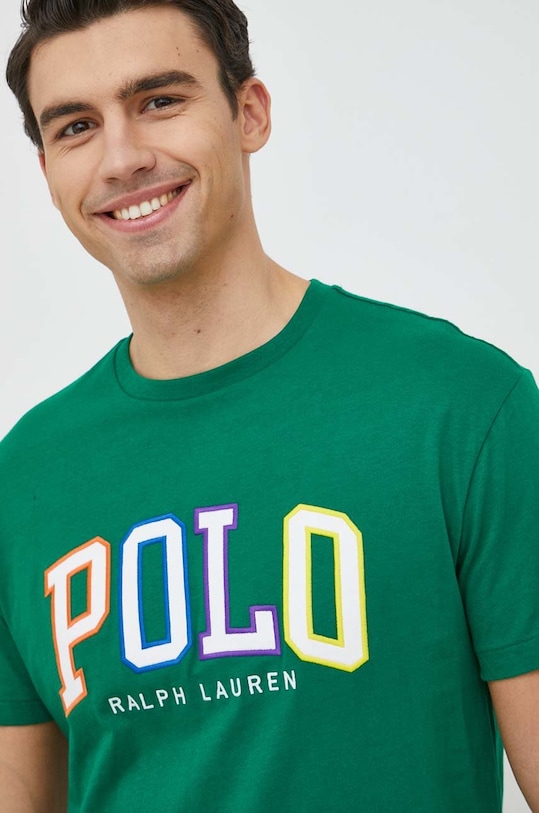 Βαμβακερό μπλουζάκι Polo Ralph Lauren βαμβάκι πράσινο 710890804
