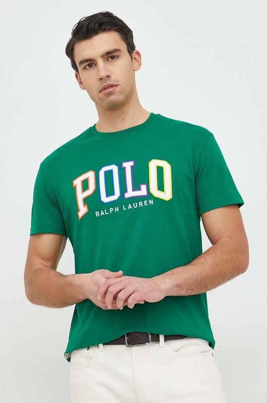 Βαμβακερό μπλουζάκι Polo Ralph Lauren πράσινο 710890804