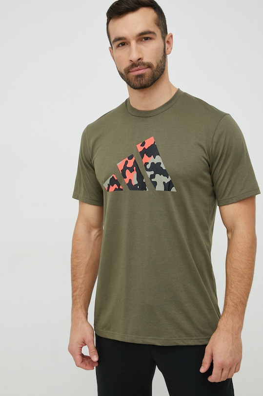 adidas Performance t-shirt treningowy brązowy IB8257