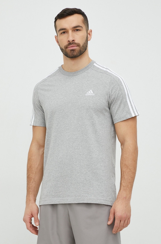adidas t-shirt bawełniany Essentials bawełna szary IC9337