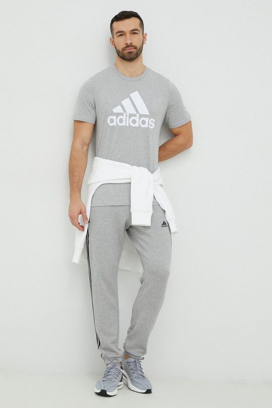 adidas t-shirt bawełniany Essentials IC9350 szary SS23