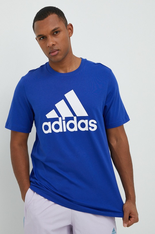 adidas t-shirt bawełniany nadruk niebieski IC9351