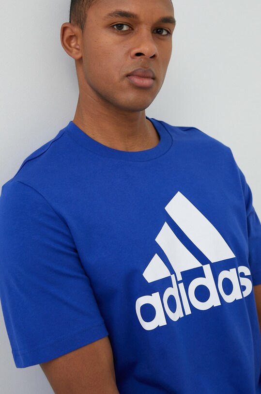 Bavlněné tričko adidas modrá IC9351