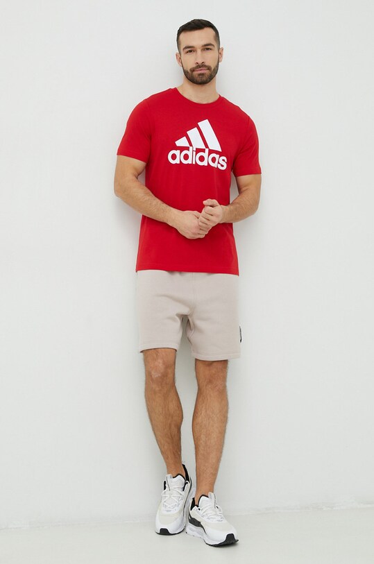 Памучна тениска adidas IC9352 червен SS24