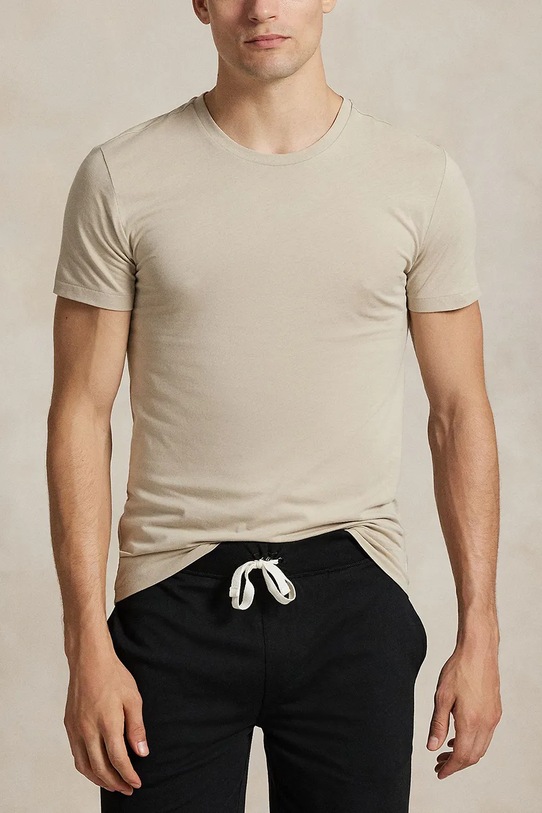 Βαμβακερό μπλουζάκι Polo Ralph Lauren 3-pack 714830304 μπεζ AW25