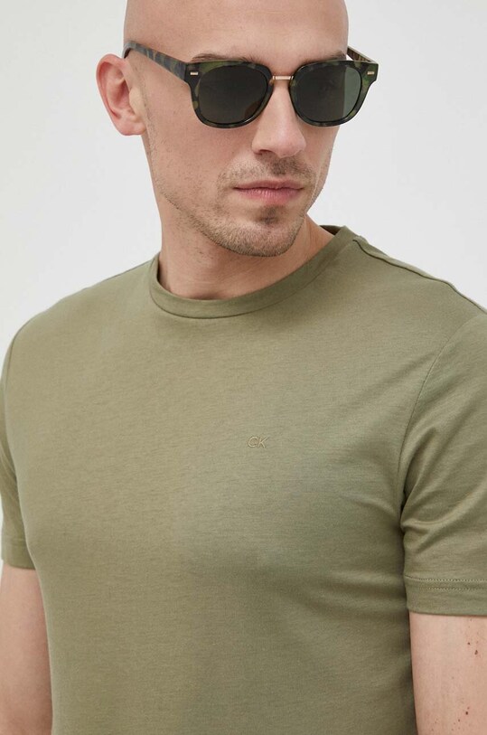 Calvin Klein t-shirt bawełniany bawełna zielony K10K110589.PPYX